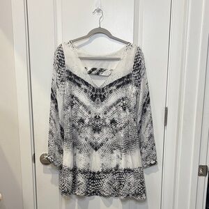 Black and White Patterned Women's Dress